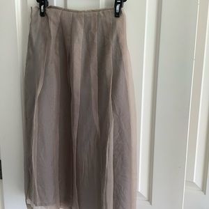 LAUNDRY by Shelli Segal Silk Chiffon Pleated Lined Skirt Taupe 12